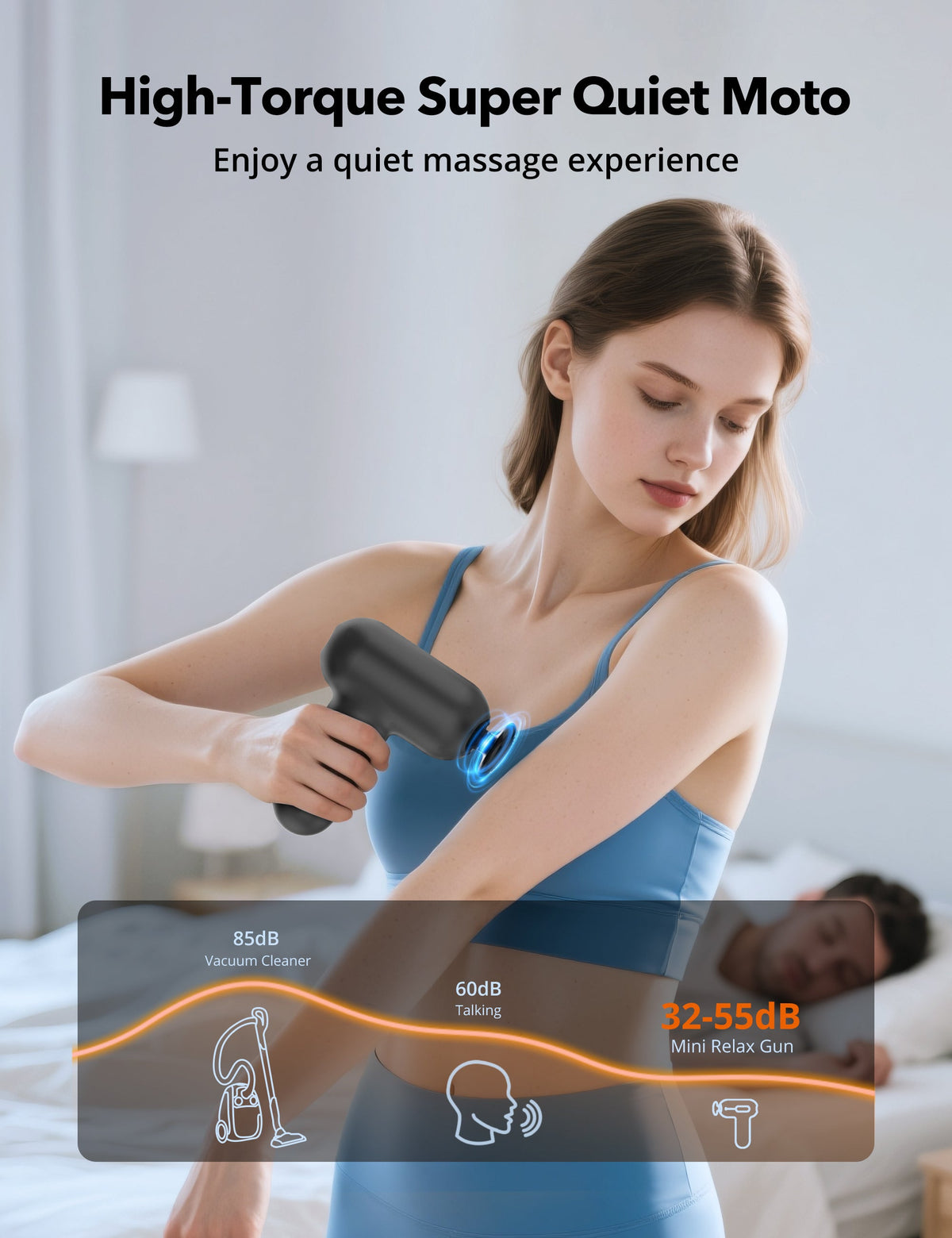 Taotronics Massage Gun, Deep Tissue Percussion Muscle Massager Handheld Cordless Back Massager with 6 Speeds and 4 Heads(Black) wm
