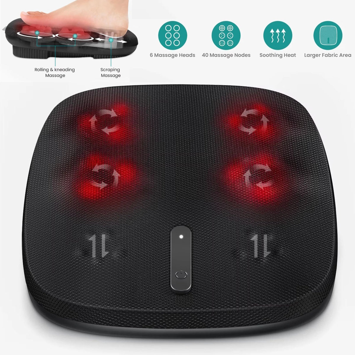 Nekteck Shiatsu Foot Massager with Heat, Electric Kneading Feet Massage Machine for Circulation and Neuropathy Plantar Fasciitis Pain Relief, Home Office Use, Gifts for Women Men Mom Dad Birthday