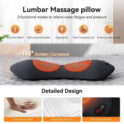 3-in-1 Electric Lumbar Support Pillow | Heat, Vibration & Traction