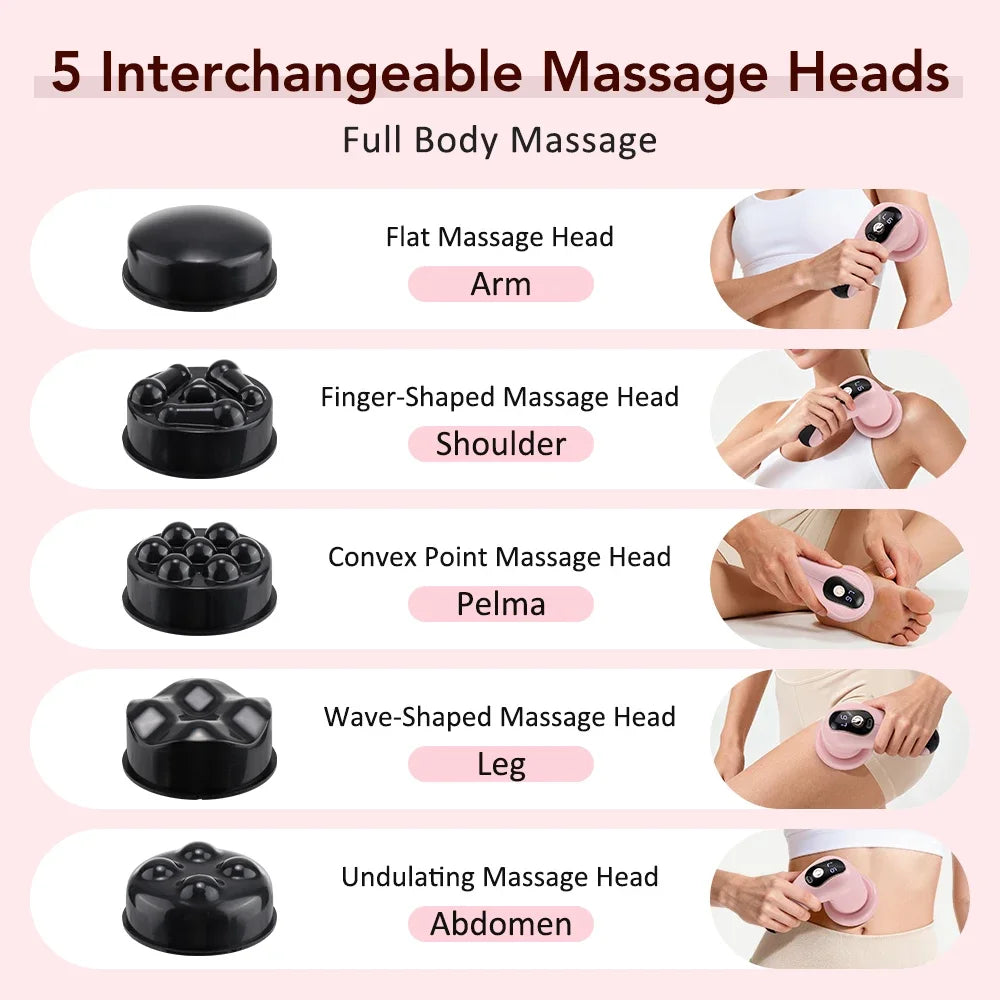 Cordless Electric Body Massager – 6 Levels & 5 Heads