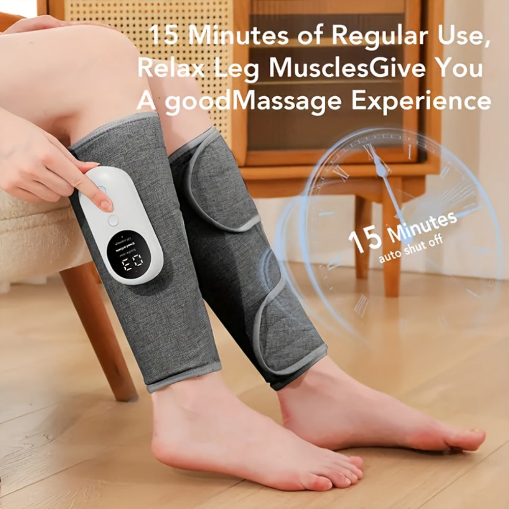 Compression Leg Massager Rechargeable - 2000mAh USB Portable Calf Thigh Knee Massager with 3 Intensity Levels for Home or Salon Spa Use