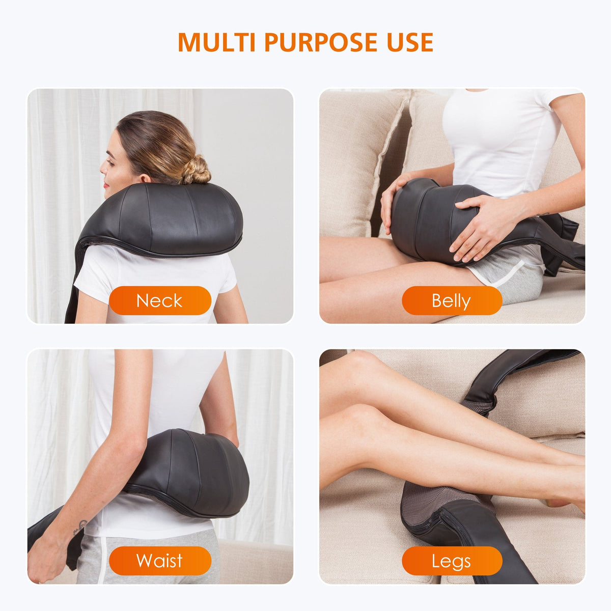 3D Shiatsu Neck & Shoulder Massager with Heat - Deep Kneading Massage Pillow